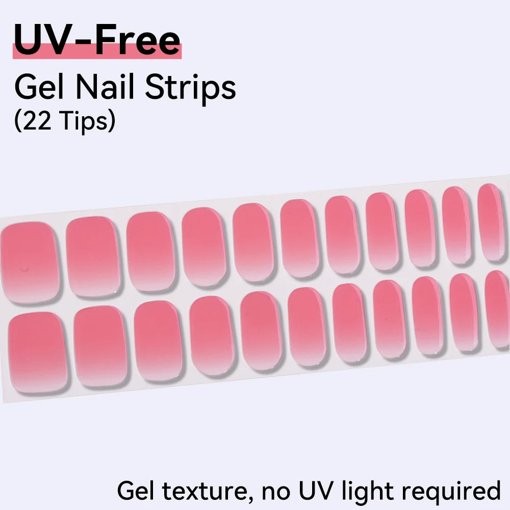 Baking-free 22Tips Nail Stickers Summer Strawberry Polish Sticker Qme BSA-0409