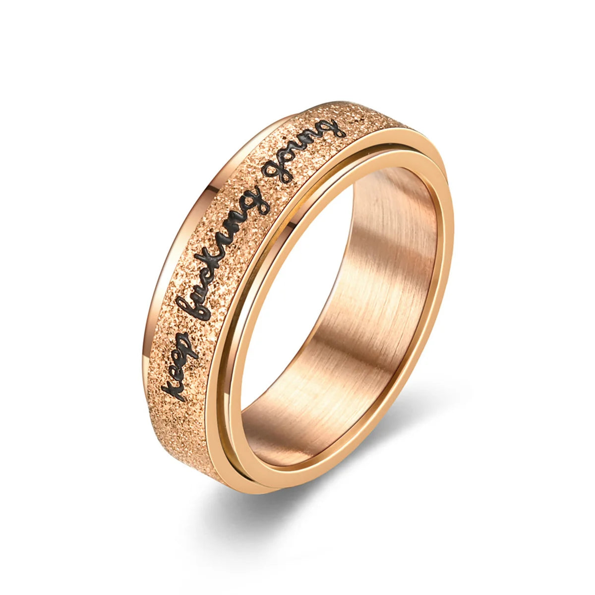 Fashion Inspirational Vibrant Stainless Steel Rotating Ring Adjustable Unisex Daily Wear Hip Hop Jewelry Keep Going Ring Qme 2 Size 7