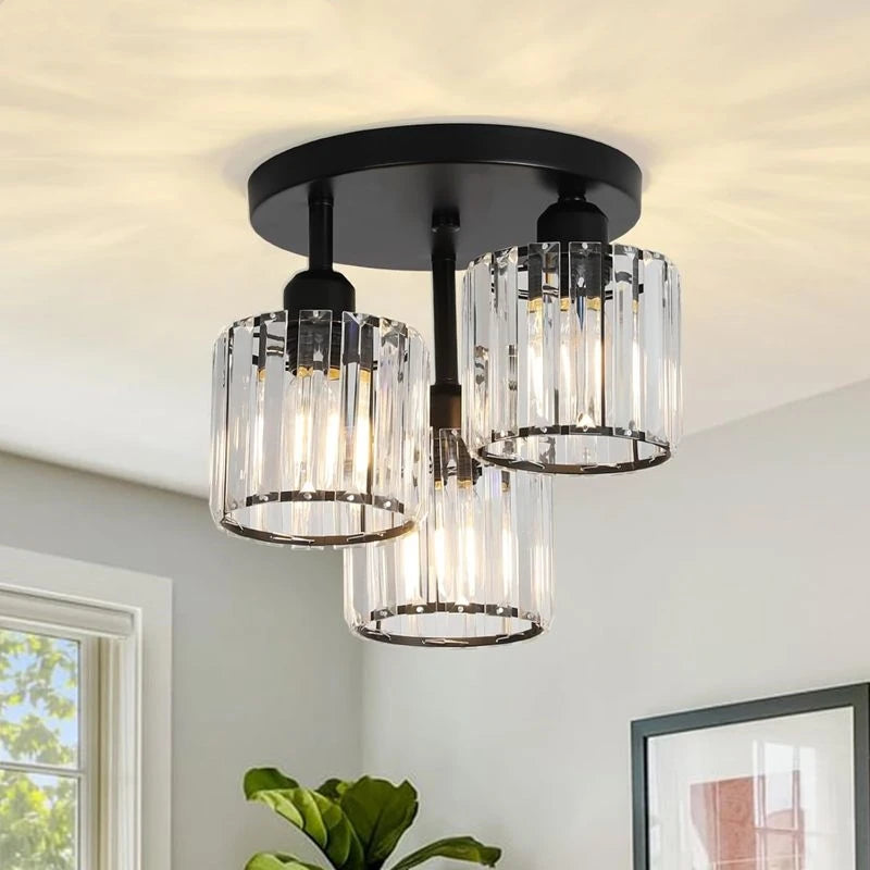 Crystal Ceiling Lamp Modern Lamp Black Kitchen With Transparent Lampshade Corridor Dining Room Entrance Bedroom Lamp Qme