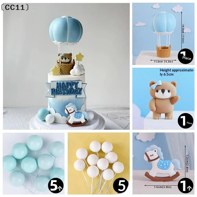 Blue Pink Air Balloon Cake Topper Gender Reveal Party Decoration Kids Qme