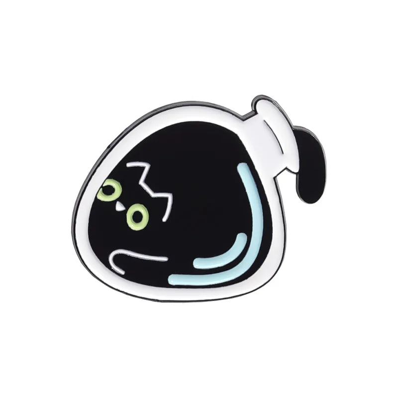 Cute Black Kitten In Bottle Brooch Enamel Pin Funny Cartoon Animal Metal Brooch Backpack Lapel Badge Decoration Jewelry Gift Qme style 1