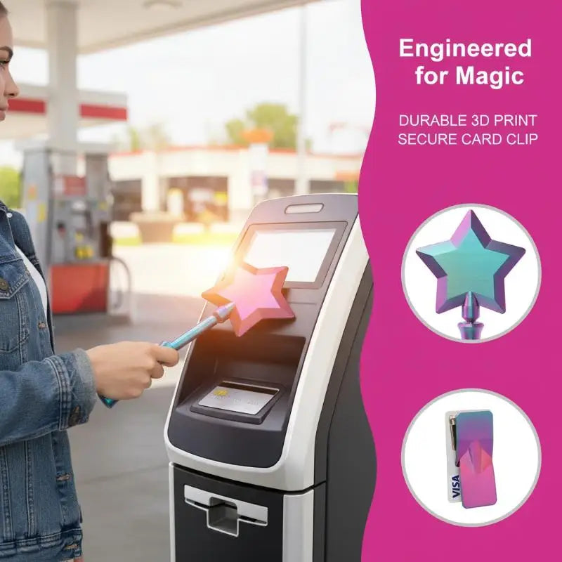 Card Holder Star Wand 3D Printed Tap-to-pay Contactless Credit Fun Qme