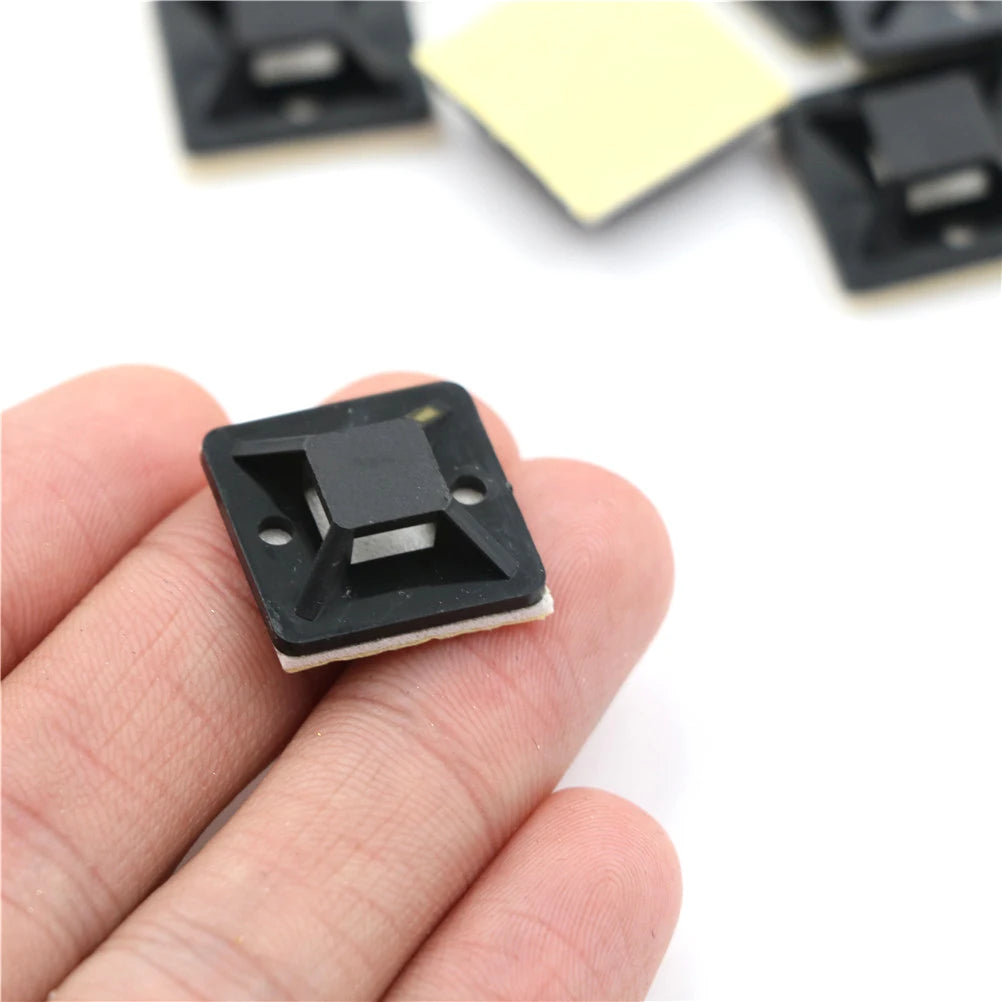 100 Pcs Self Adhesive Cable Tie Mount Base Holder 20 x 20 x 6mm Qme