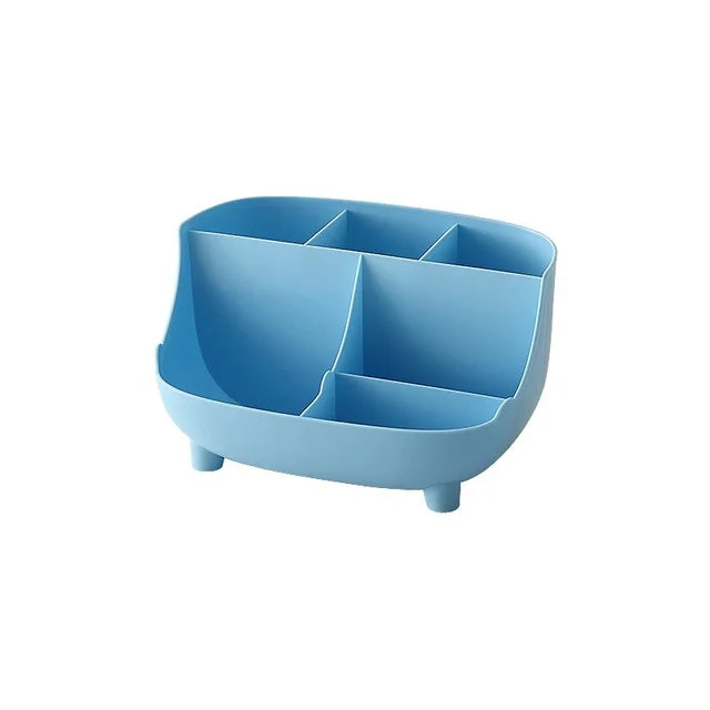 Creative 6 Grid Desktop Organizer Pen Holder Multifunctional Desk Makeup Pencil Storage Box School Office Stationery Stand Qme Light blue