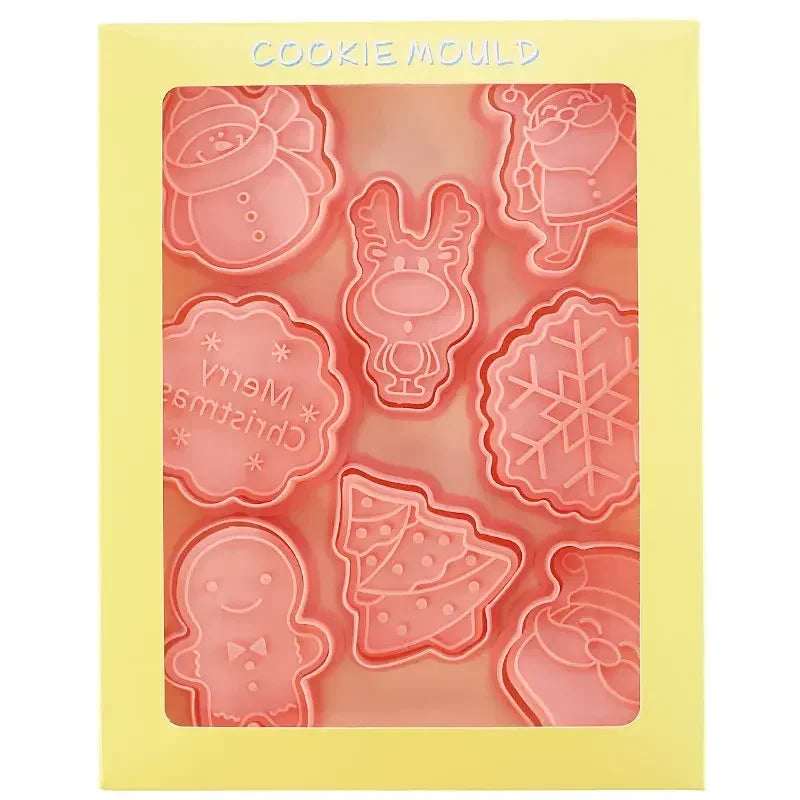 8 Pcs/Set DIY Christmas Biscuit Mould Plastic Cookie Cutter Cartoon Baking Mould Cookie Decorating Tools Baking Tools Qme