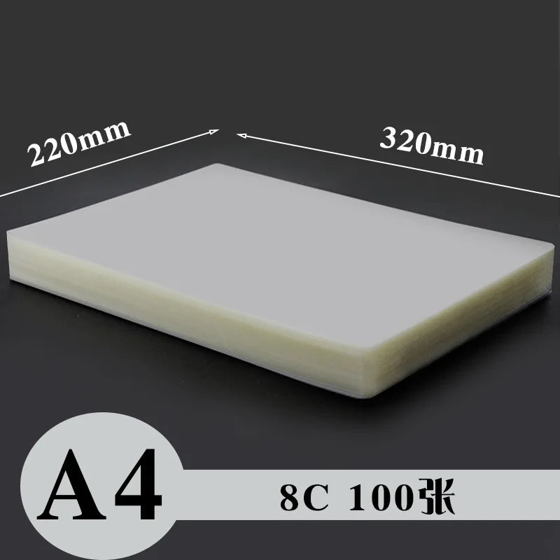 A4 A3 Thermal Laminating Sheets Waterproof Clear Transparent Laminator Film for Photos Documents Cards Protection 80-150mic Qme A4 8C