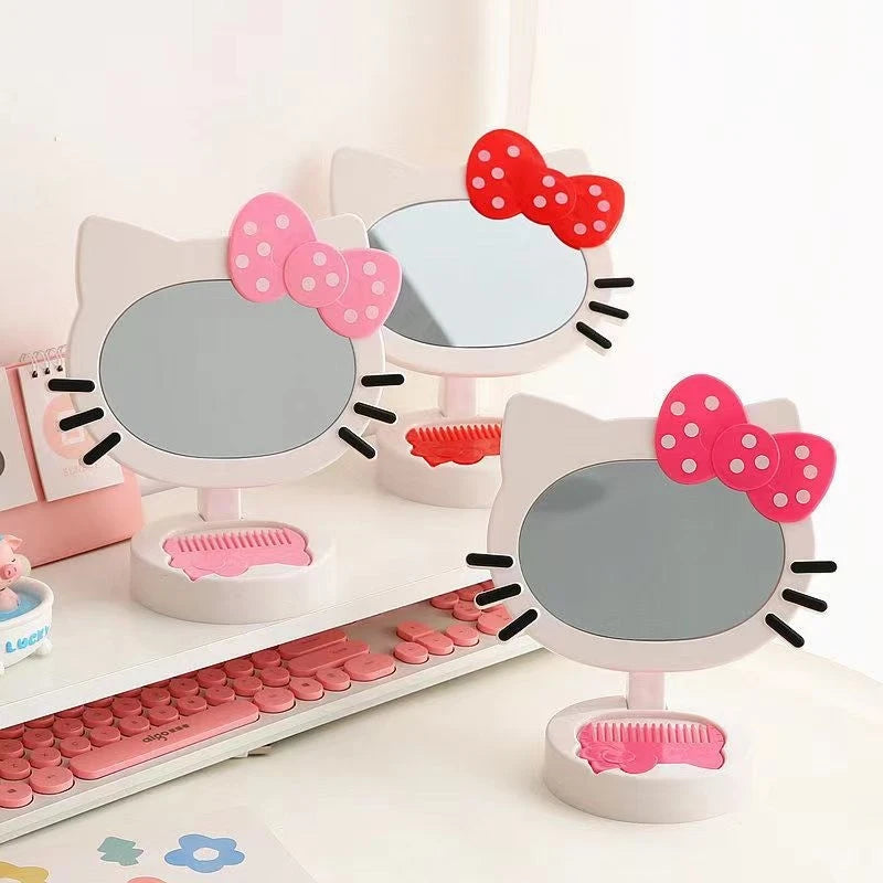 Hello Kitty Creative Cartoon Cute Comb Mirror Instagram-Style Desktop Mirror for Student Dorm Rooms Qme
