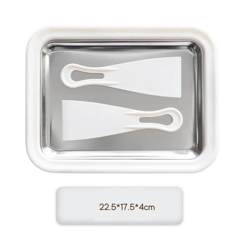 1PC Ice Cream Maker Stainless Steel Square Manual Ice Machine Instant Cold Plate With Dual Scrapers for Making Rolled Ice Cream Qme White