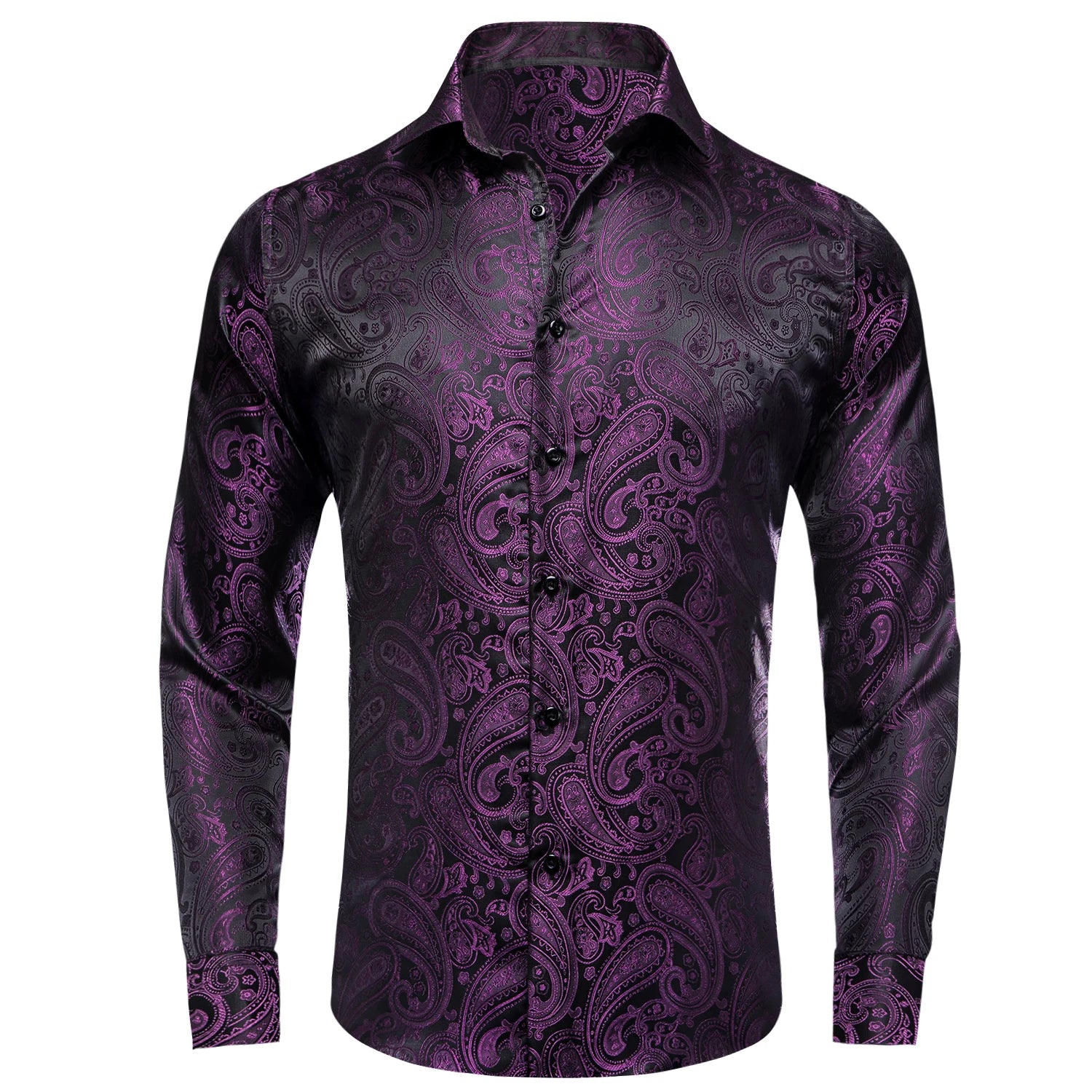 Men's Fashion Luxury Shirt Mixed Purple Paisley Jacquard Pattern Qme CY-1957 XXXL