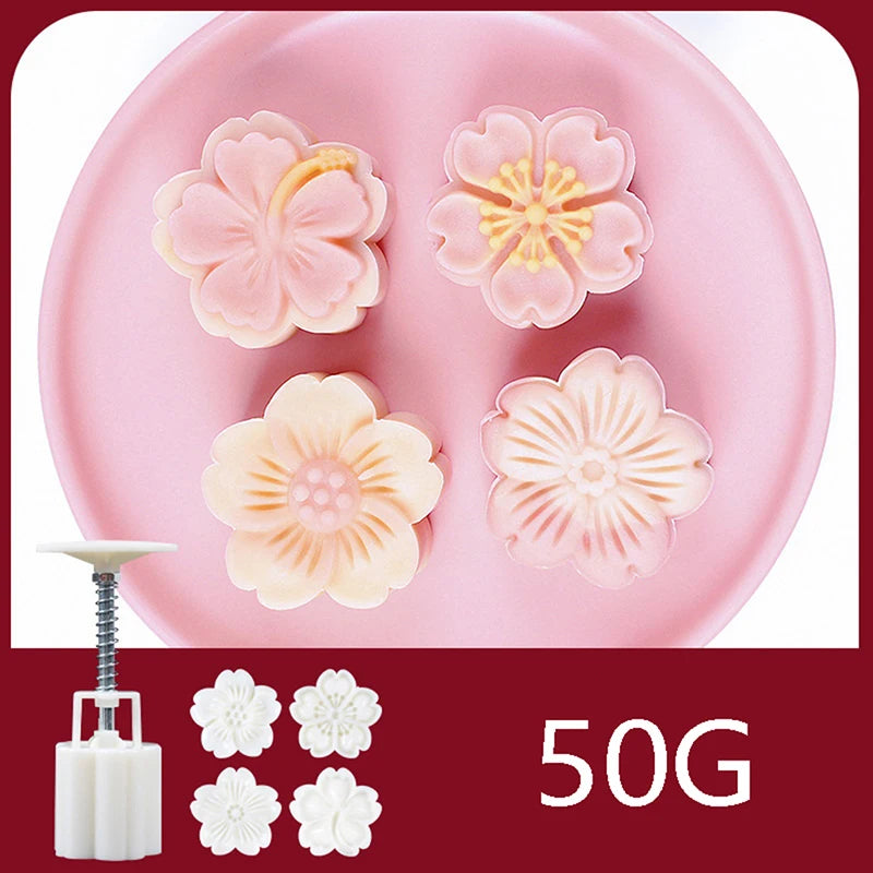 Cherry Blossom Mooncake Mold DIY Mid-autumn Festival Hand Press Qme