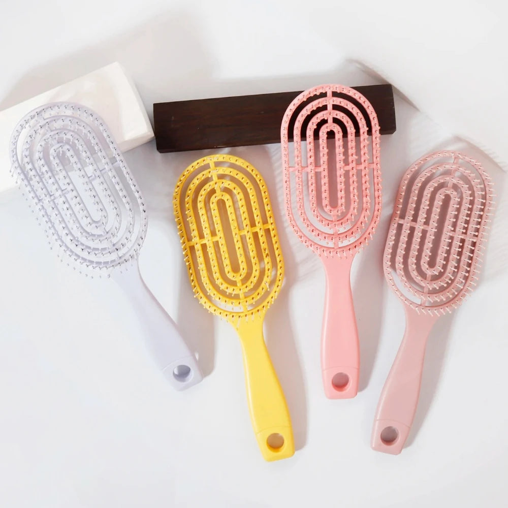 Relaxing Elastic Massage Comb Portable Hollow Comb Scalp Massage Brush Salon Styling Tool Oval Comb Special for real hair wigs Qme