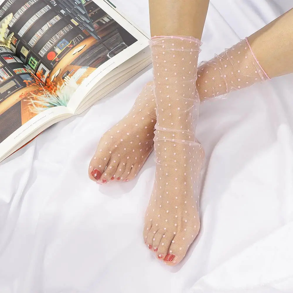 Thin Chiffon Female Fashion Nylon Glass Stockings Dress Socks Tulle Socks Qme