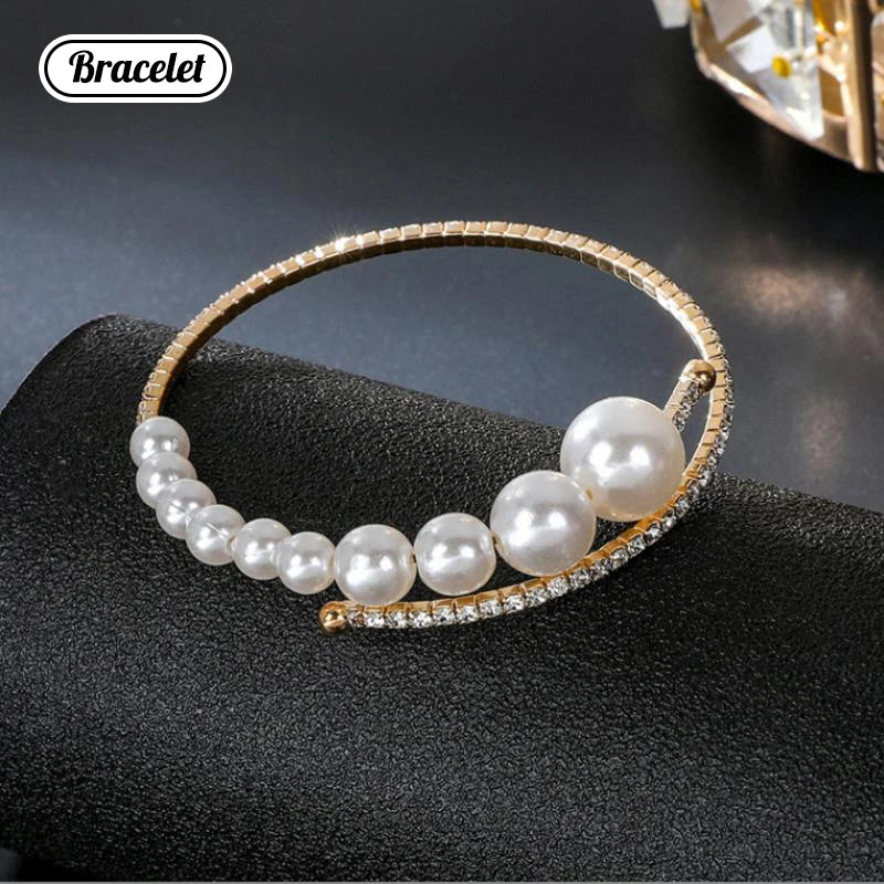 Full Diamond And Large And Small Pearl Open Collar For Women Japanese And Korean Personality Neck Strap Clavicle Chain Qme A12