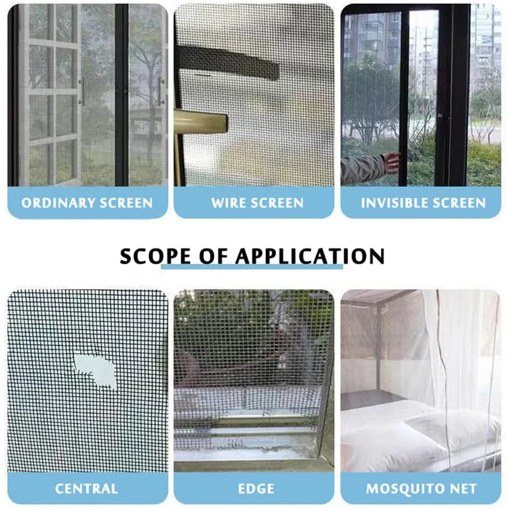 2M Door Window Screen Repair Tape 5cm Width Super Strong Adhesive Waterproof Fiberglass Instantly Covering Mesh Hole Tears Tape Qme