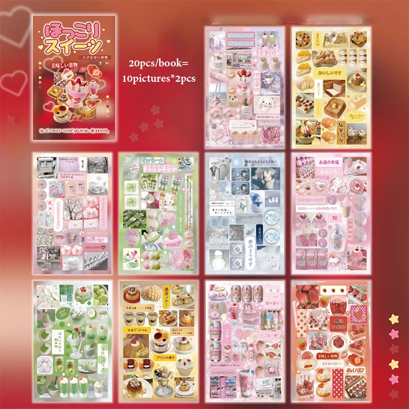 Japanese Style Dessert Food Sticker Book, Great for Collage & Scene Creation, Food Journal Recording, Essential for Craft Lovers Qme B
