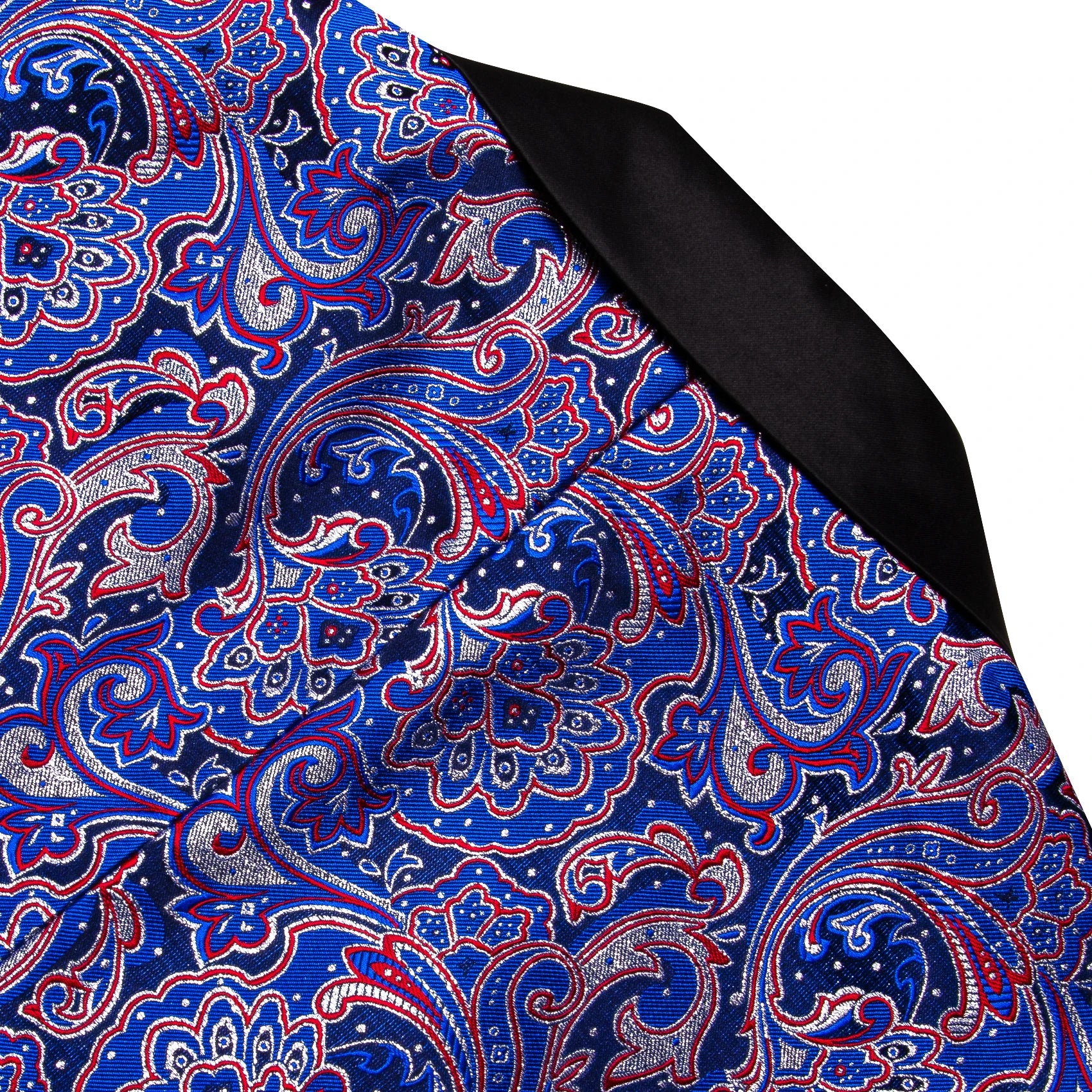 Men's Blue Red Paisley Jacquard Shawl Lapel Tuxedo Blazer Single Qme