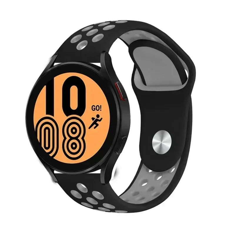 20mm 22mm Watch Strap for Samsung Galaxy Watch 6 5 4 3 Classic 47mm 43mm Pro 45mm 40mm 44mm Silicon Bracelet Huawei GT/3/2 Band Qme Black Gray 20MM Watch Band