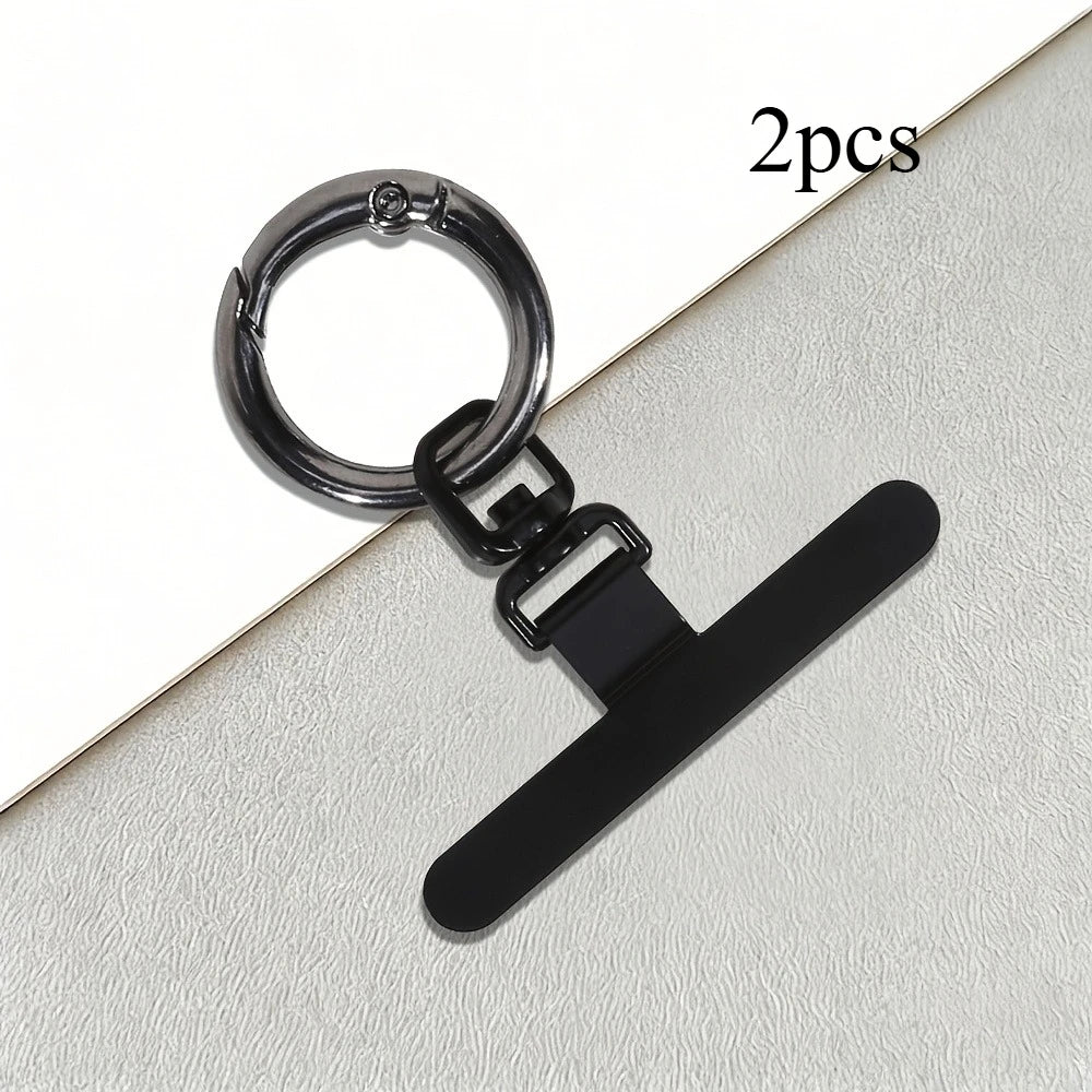 A Rotatable Metal Clip, A Mobile Phone Fixing Gasket, Which Can Be Connected To Mobile Phone Lanyard Decorations. Qme Black 2pcs