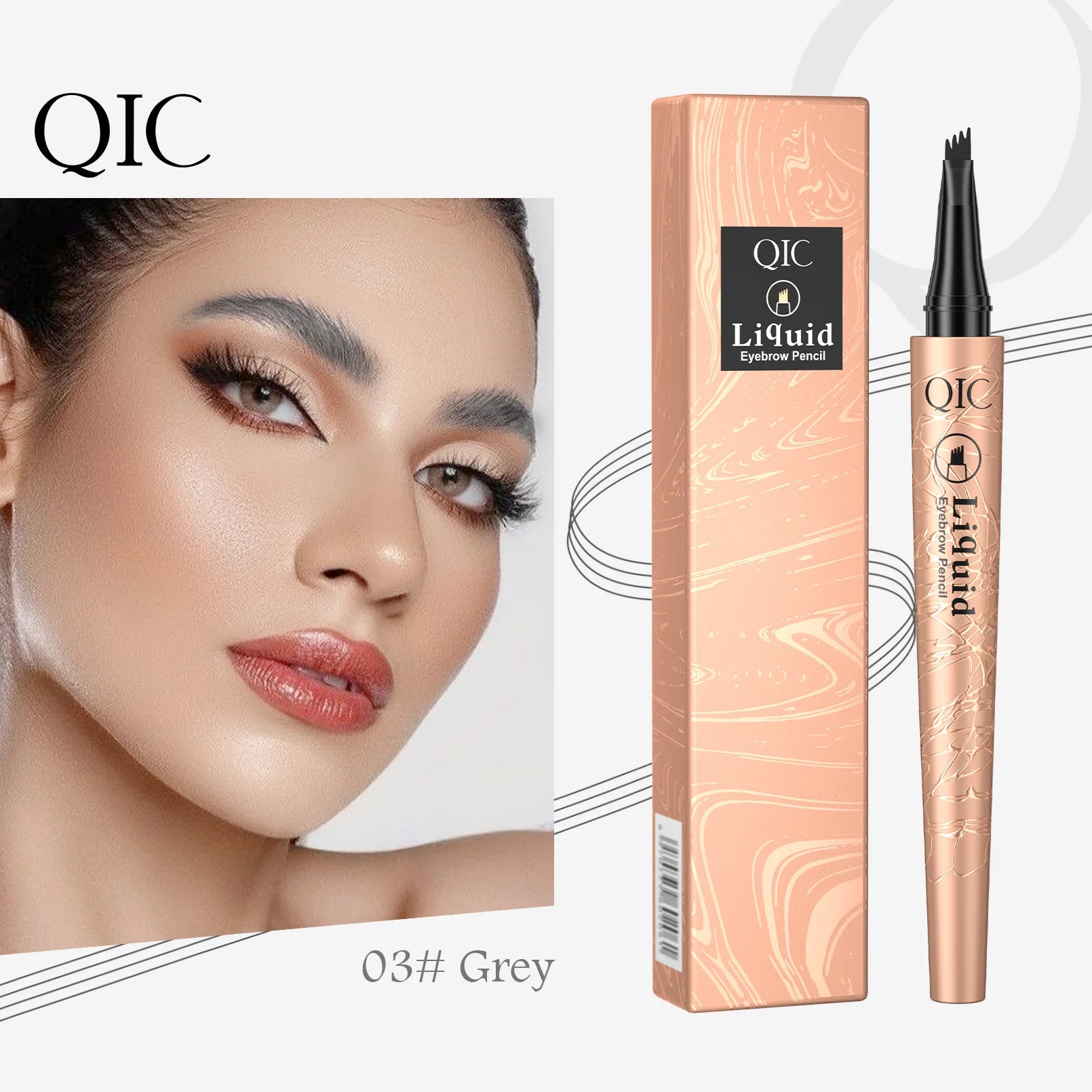4 Tips Eyebrow Pen Waterproof Anti-smudge Long Lasting Liquid Brow 4 Colors Microblading Natural Wild Eyebrow Makeup Qme Q706-3