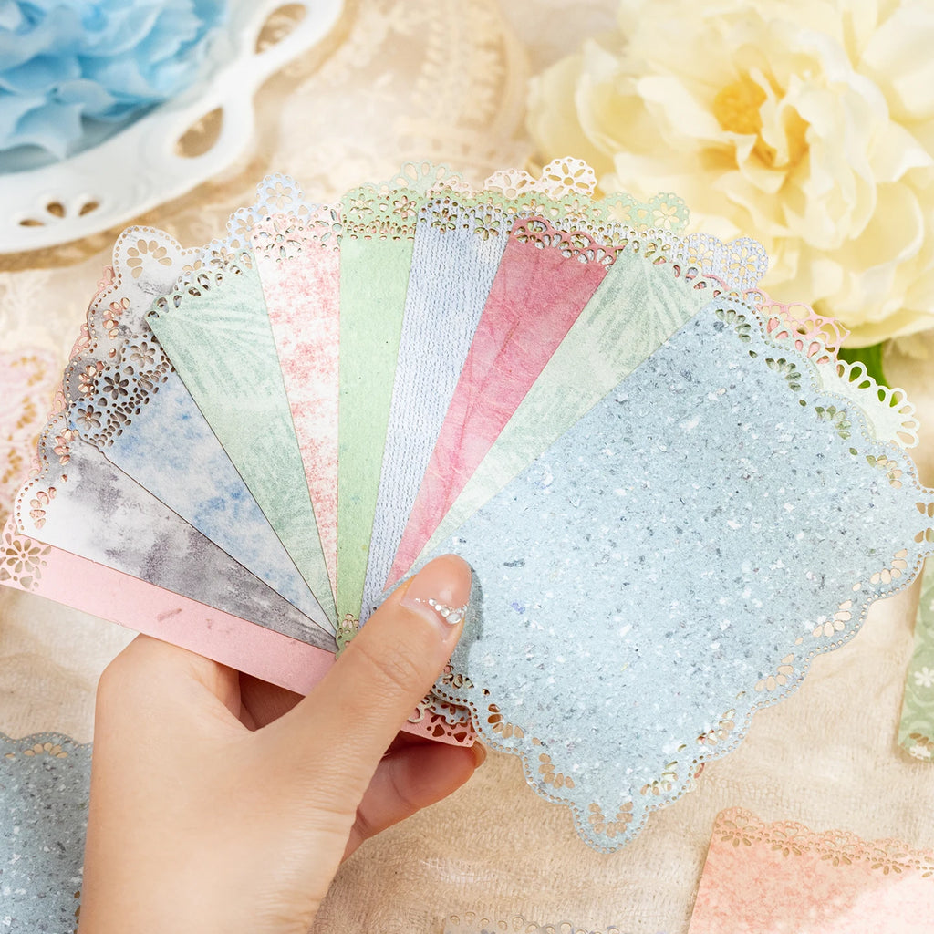 20 sheets Ins Lace Memo Material Book Decorative Paper Creative Collage Junk Journal DIY Scrapbooking Aesthetic Craft Paper Qme