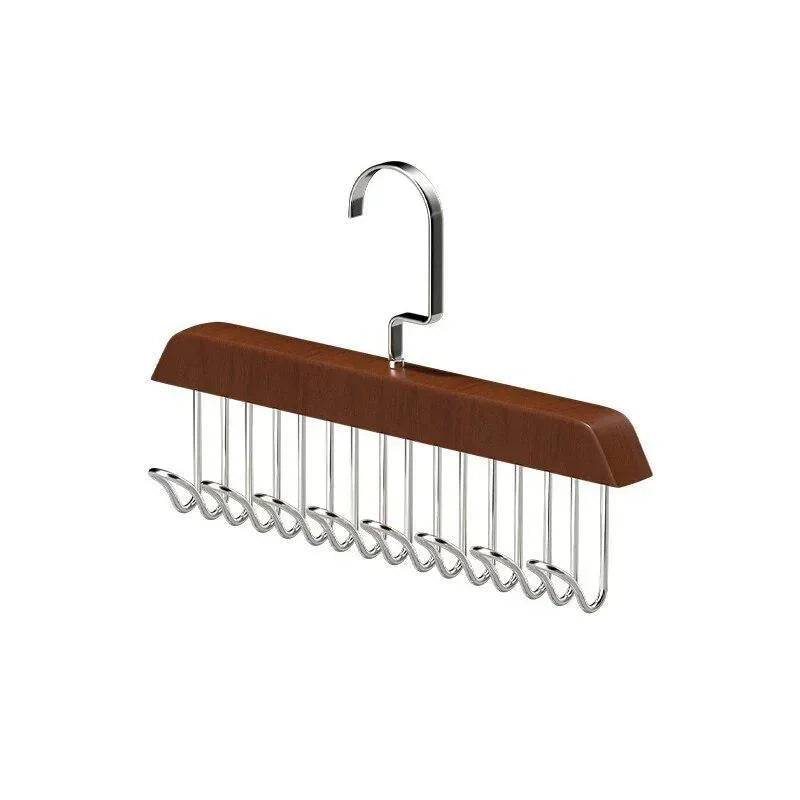 Retro Solid Wood Hanger Hook Storage Bra Tie Hangers Household Belt Storage Rack Durable 8 Hooks Rack Closet Clothes Organizer Qme Dark Brown