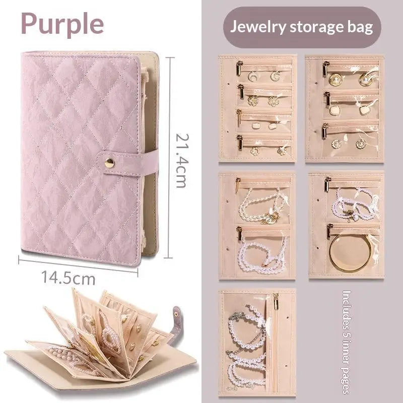 Portable PU Leather Jewelry Storage Book Jewellery Binder, Jewelry Organizer Roll, Small Anti Oxidation Jewelry Storage Bag 1PC Qme F