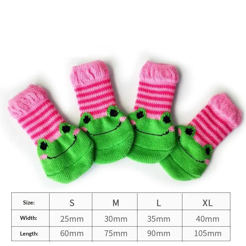 Cartoon Pet Cat Dog Floor Anti-slip Socks Prevent Scratching Dirt Qme A M