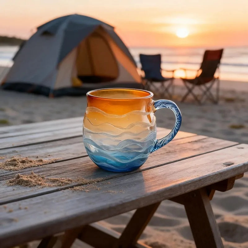 Sea Glass Sunset Borosilicate Ocean Cup Cloud Qme