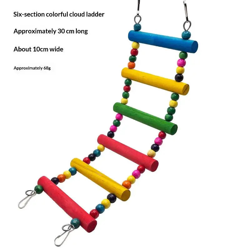 Bird Climbing Toys Cage Accessories Colorful Pet Swing Cloud Ladder Qme A11