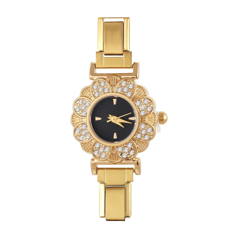 Fashion Women's Stainless Steel Round Shiny Zircon Watch DIY Width