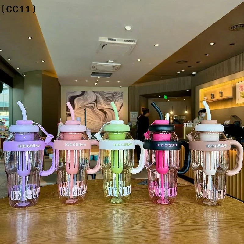 Cute Portable Children's Plastic Cup Leakproof Straw Sports Water Qme