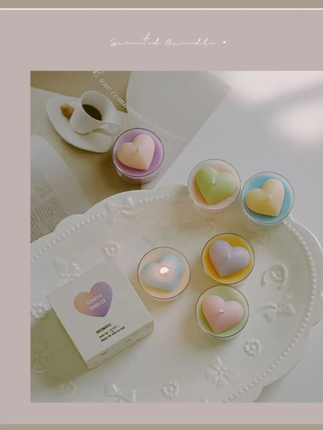 Tiny Heart Fragrance Candles Vibrant Scent Tealights Household Qme
