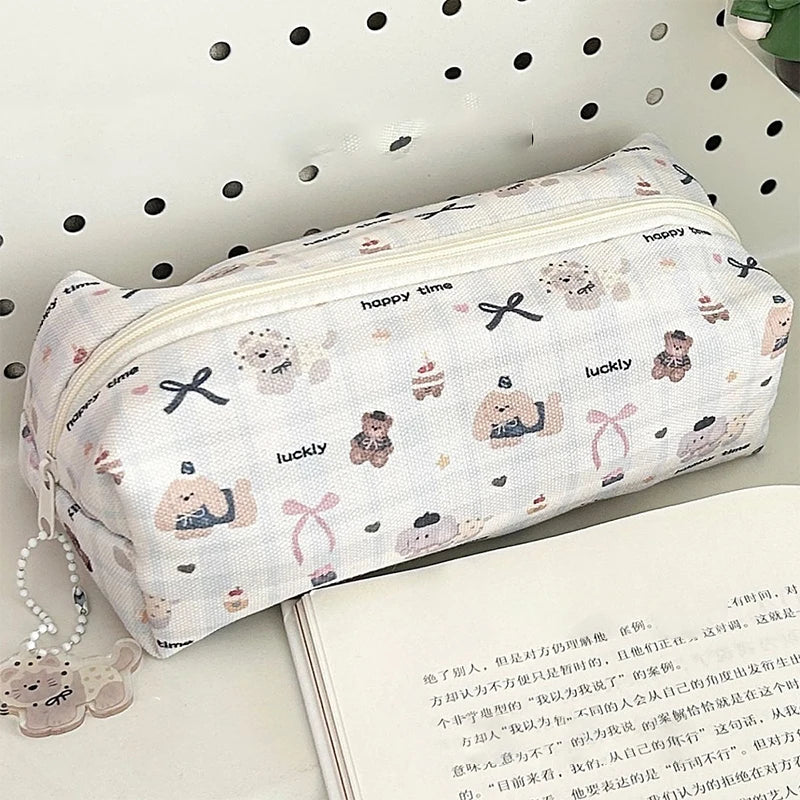 Cute Cartoon Puppy Pencil Pouch Large Capacity Stationery Storage Bag Qme