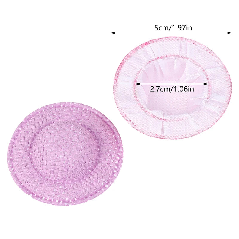 Decorative Dollhouse Woven Straw Hats 5 Child Role-play Toys Qme