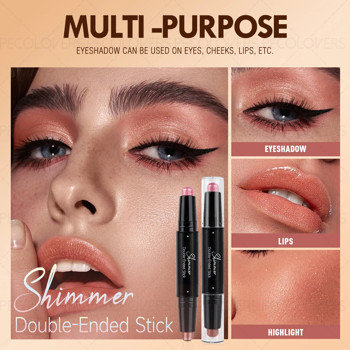 Double-ended Eyeshadow Stick Eye Highlighter Two-color Application Qme