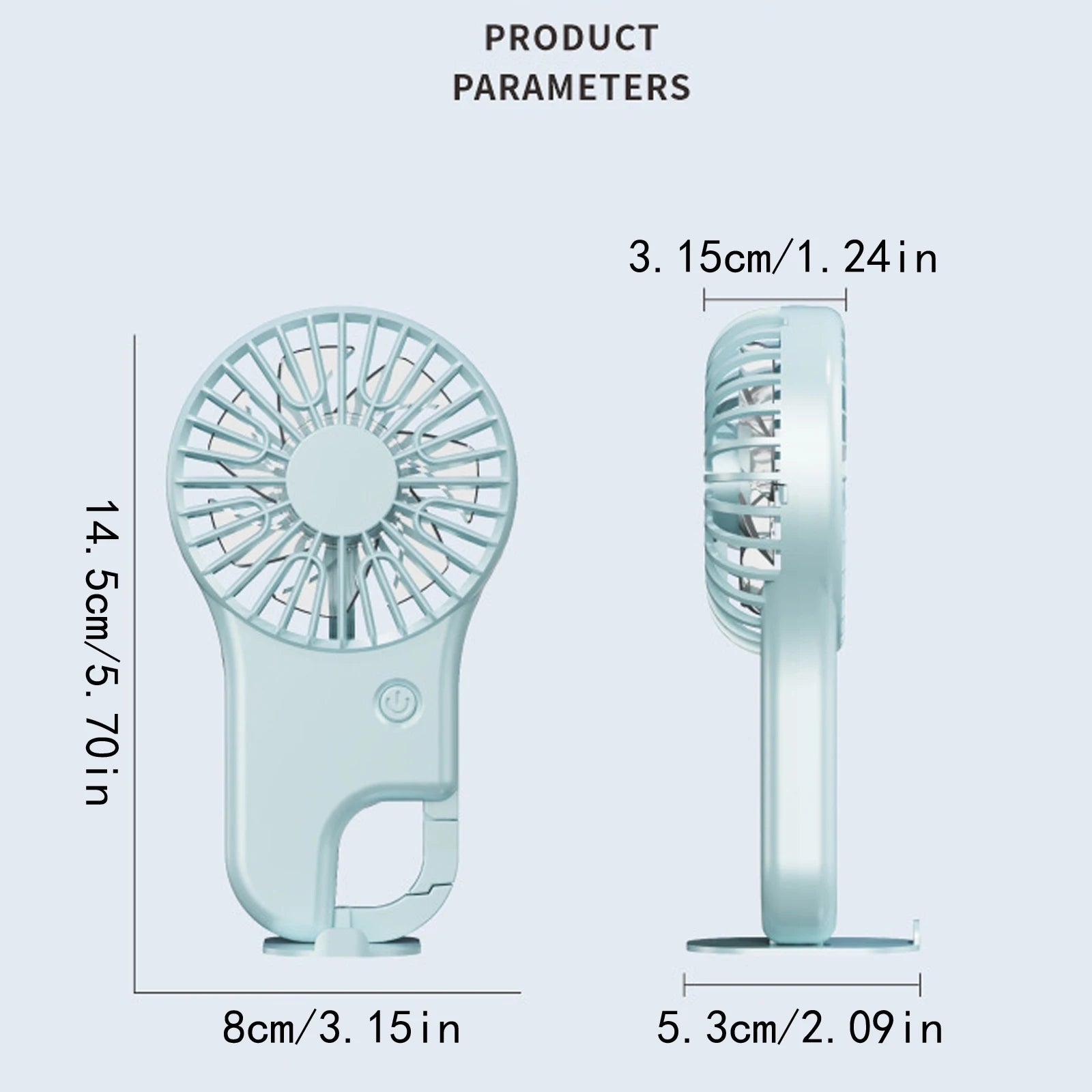 Portable Handheld Mini Fan Long Battery Life USB Rechargeable Fan with Hook Solid Color Outdoor Sports Climb Travel Summer Fan Qme