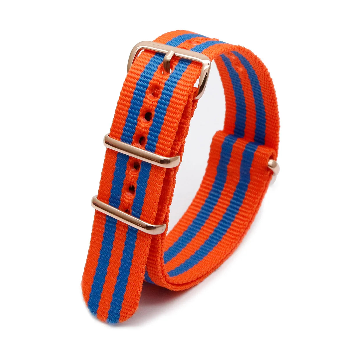Luxury Nylon Watch Band Rose Gold Metal Buckle Durable Sweatproof Watch Strap 18/20/22/24MM Fashion Wristband For Men Women Qme 3Orange 2Blue 24mm