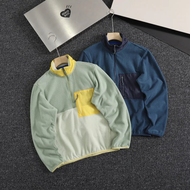 Couple Outdoor Matching Sports Casual Warm Half-zip Pullover Fleece Qme