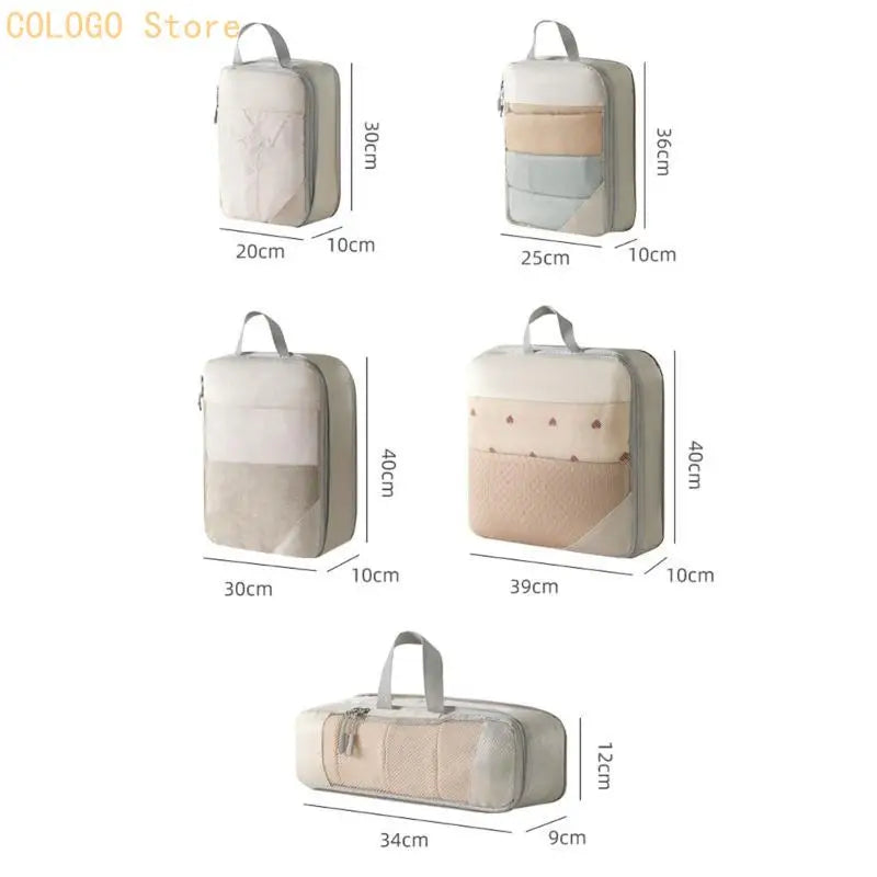 Compressible Travel Luggage Organizers Portable Packing Cubes Clothes Qme