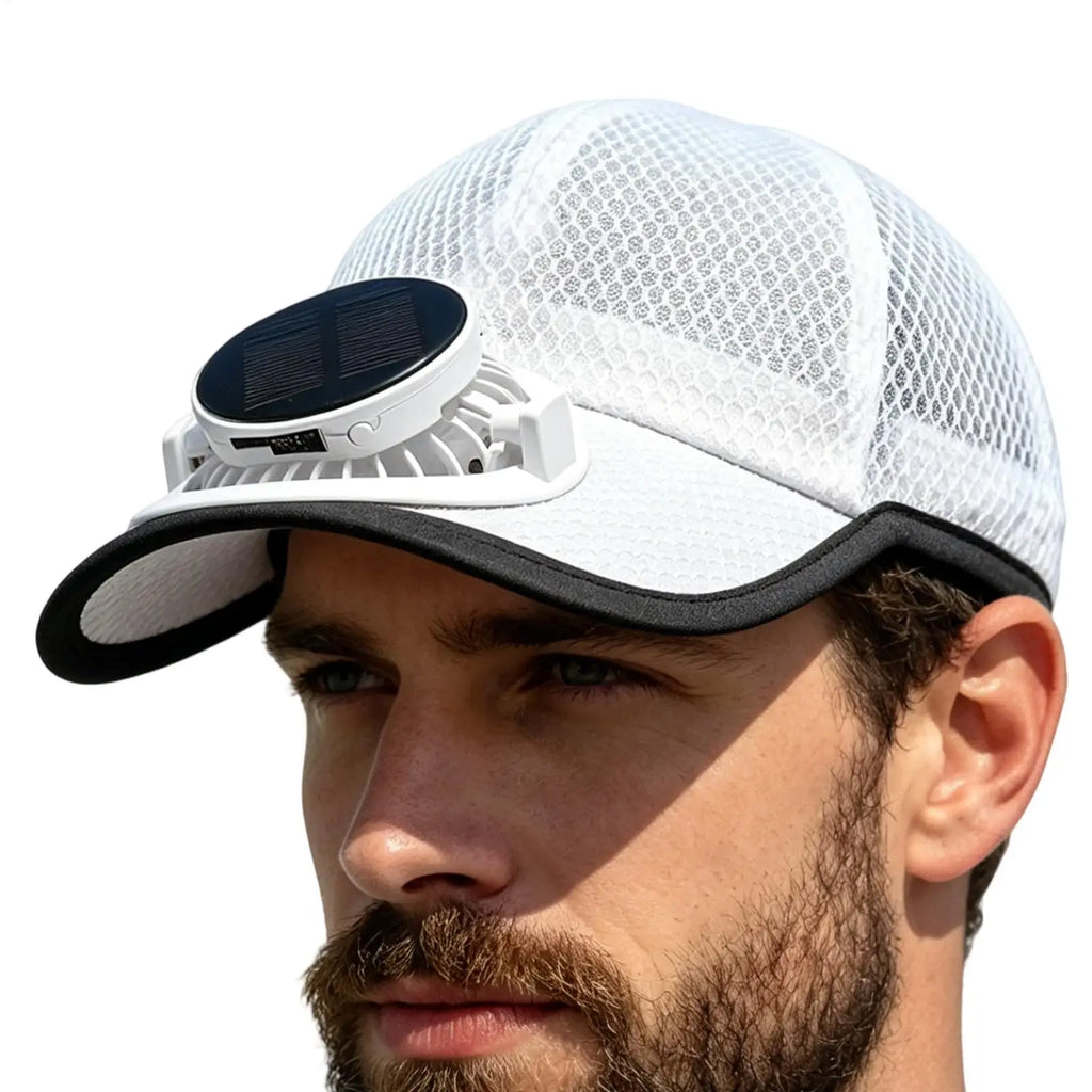 Solar Fan Hats for Men 3-Speed Wide Brim Sun Blocking Headwear 600 MAh Battery USB Charging Solar Powered Hat Fan for Outdoor Qme