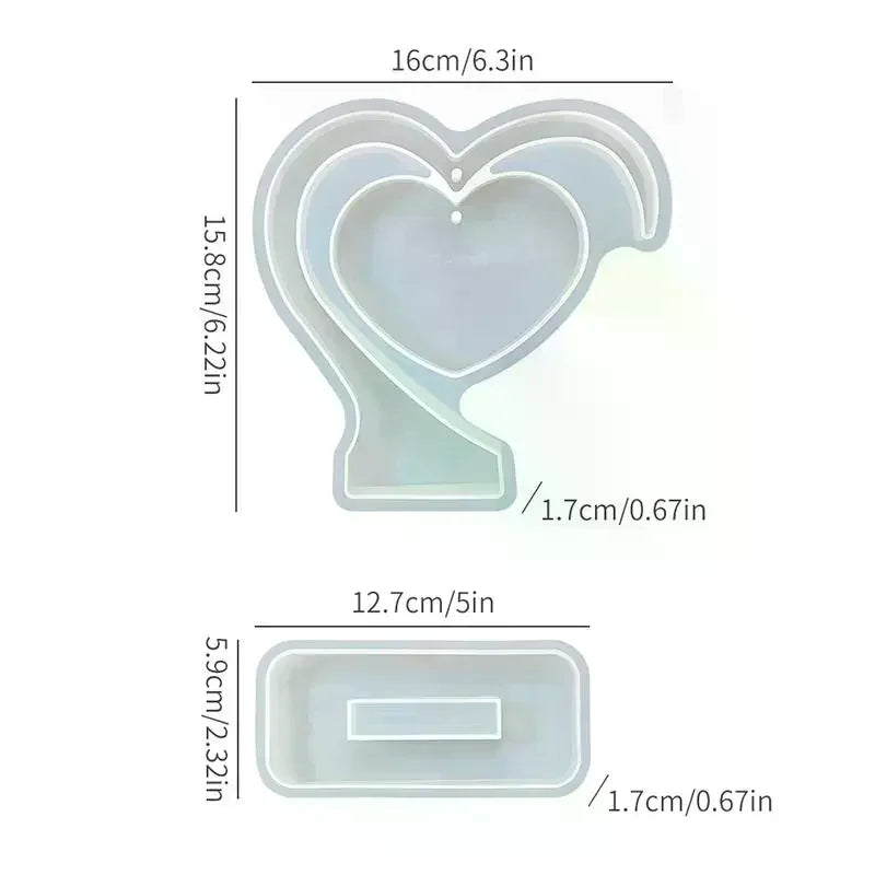 Heart-shaped Photo Frame Pendulum Base Silicone Mold, DIY Crystal Epoxy Resin Mold, DIY Photo Frame Ornament Qme