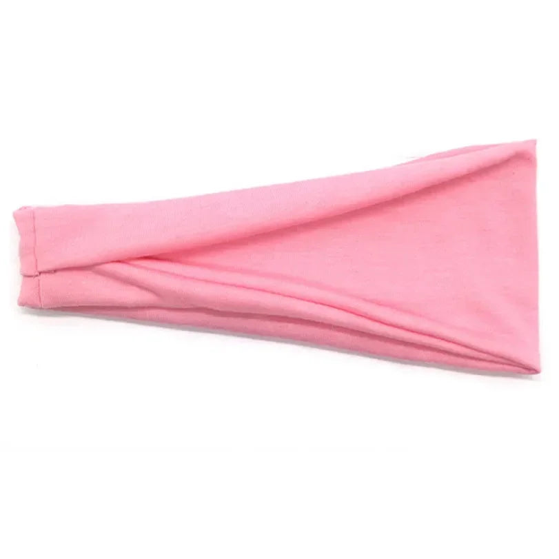 Women Headband Twist Cotton Sport Wide Turban Twisted Knotted Qme Pink 10cm-22cm