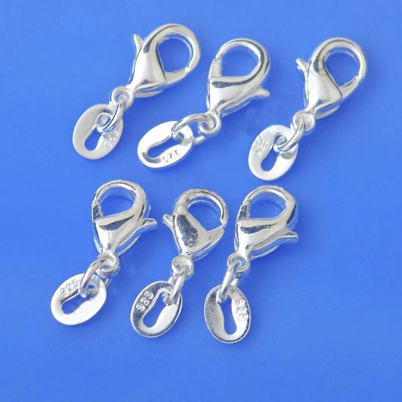 Jewelry Finding 50PCS Genuine Real 925 Sterling Silver Color Lobster Clasp Jump Rings 925 Tag Fittings Connector Components Bulk Qme Default Title