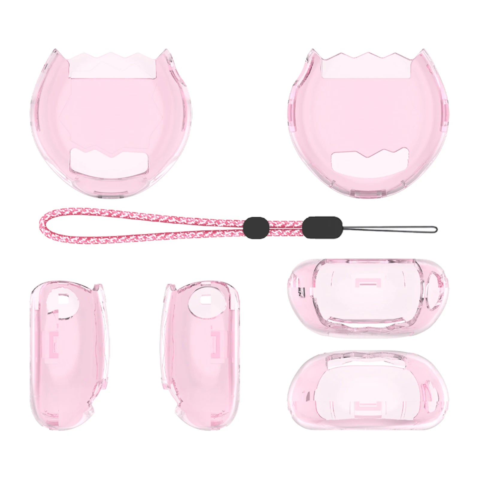 Protective Case Transparent Case Cover with Lanyard Hard Shell Protective Cover for Tamagotchi Paradise Qme Transparent Pink