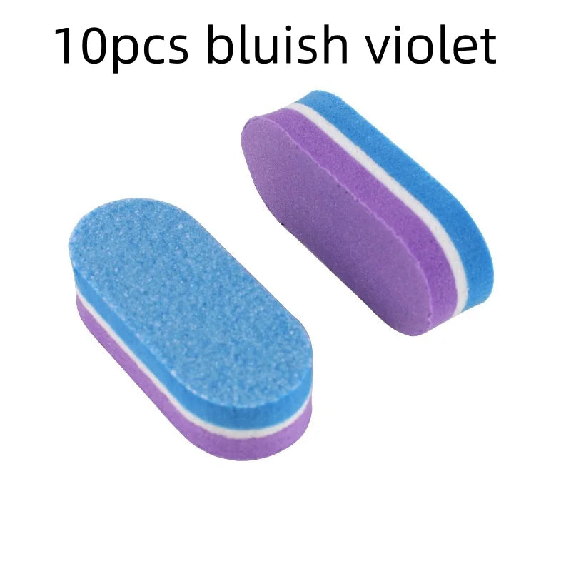 10/50/100pcs mix Professional Buffer Sponge Nail File Mini Double-sided Nails Art Blocks Polishing Manicure Pedicure Qme 10pcs bluish violet