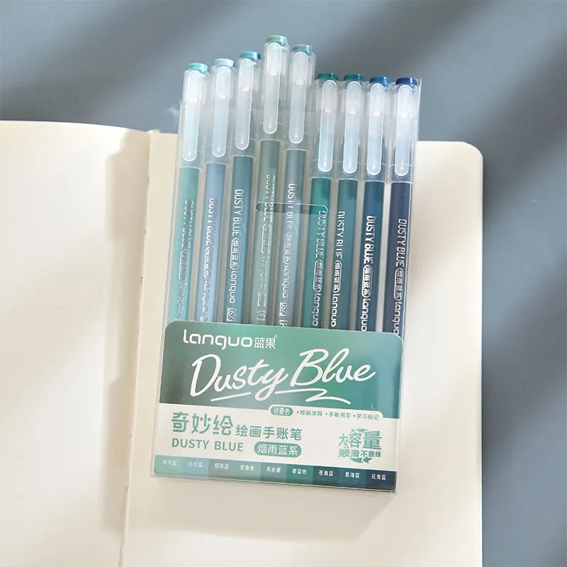 9-Pack Morandi Vintage Journal Pens, Multi-Color Graffiti Drawing Gel Pens with Refillable Cartridges Qme D Multi-Colored