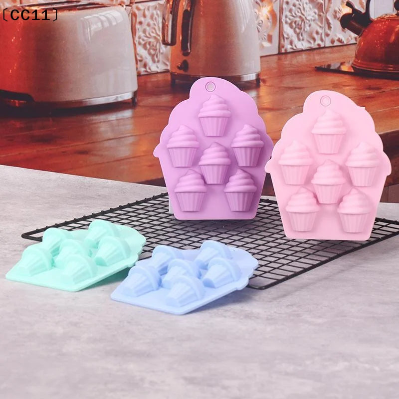 6 Cavity Food Grade Silicone Cupcake Molds Non Stick Surface Home Qme