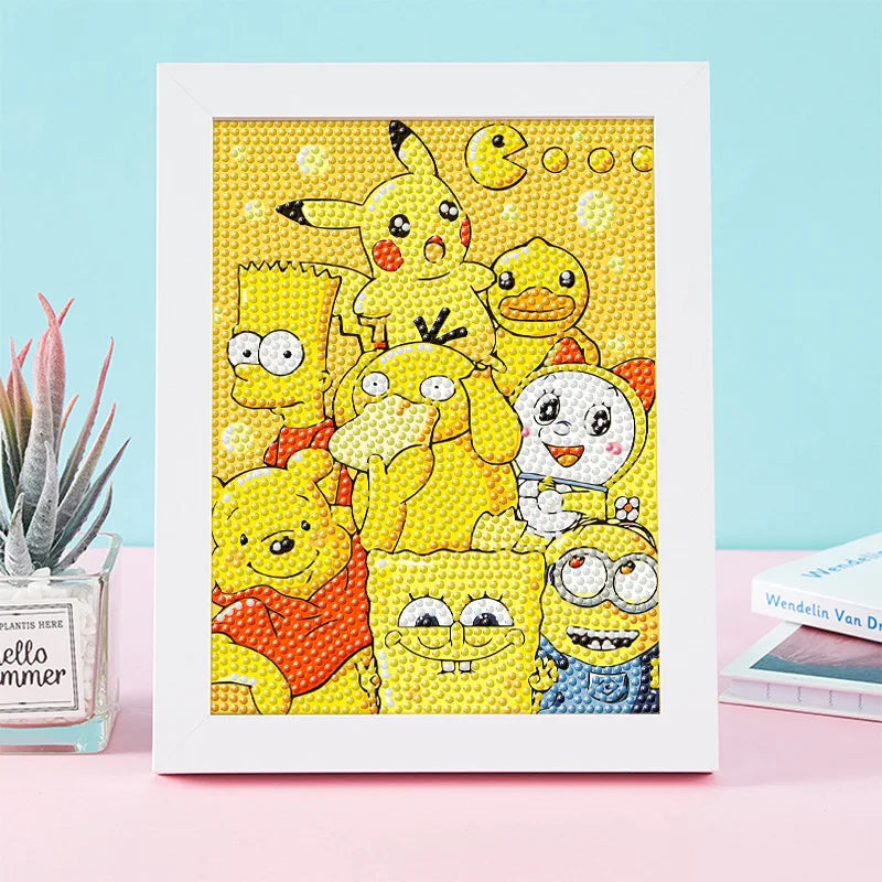 Hello Kitty Kuromi Diamond Painting DIY Craft Kit with Frame Cartoon Diamond Painting for Students Diamond Painting Gift Qme 33