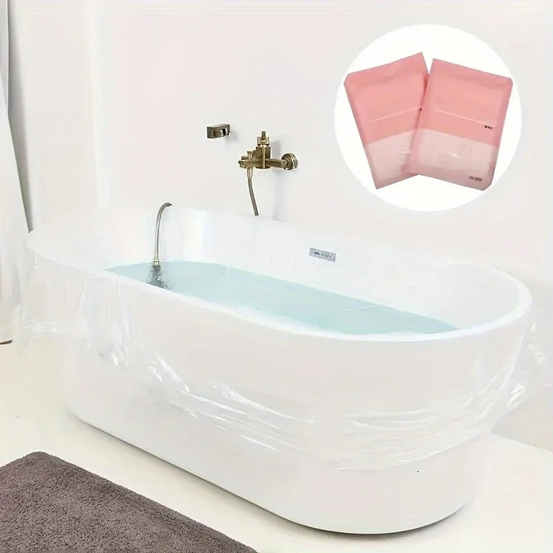 5 disposable portable bathtub covers lined with plastic bags for salon, home and hotel tubs Qme