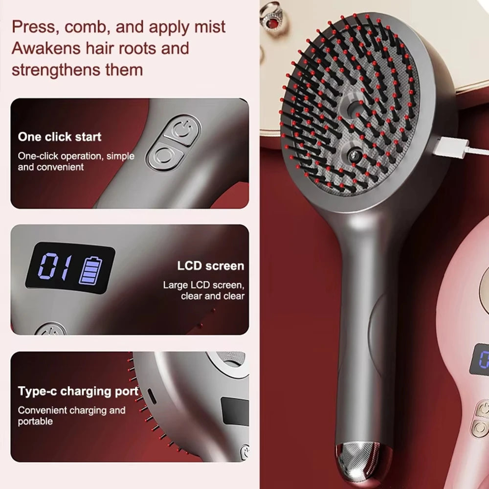 Electric Spray Massage Comb Hair Growth Vibration Head Massager Brush LED Anti Hair Loss Scalp Liquid Medicine Atomizing Comb Qme
